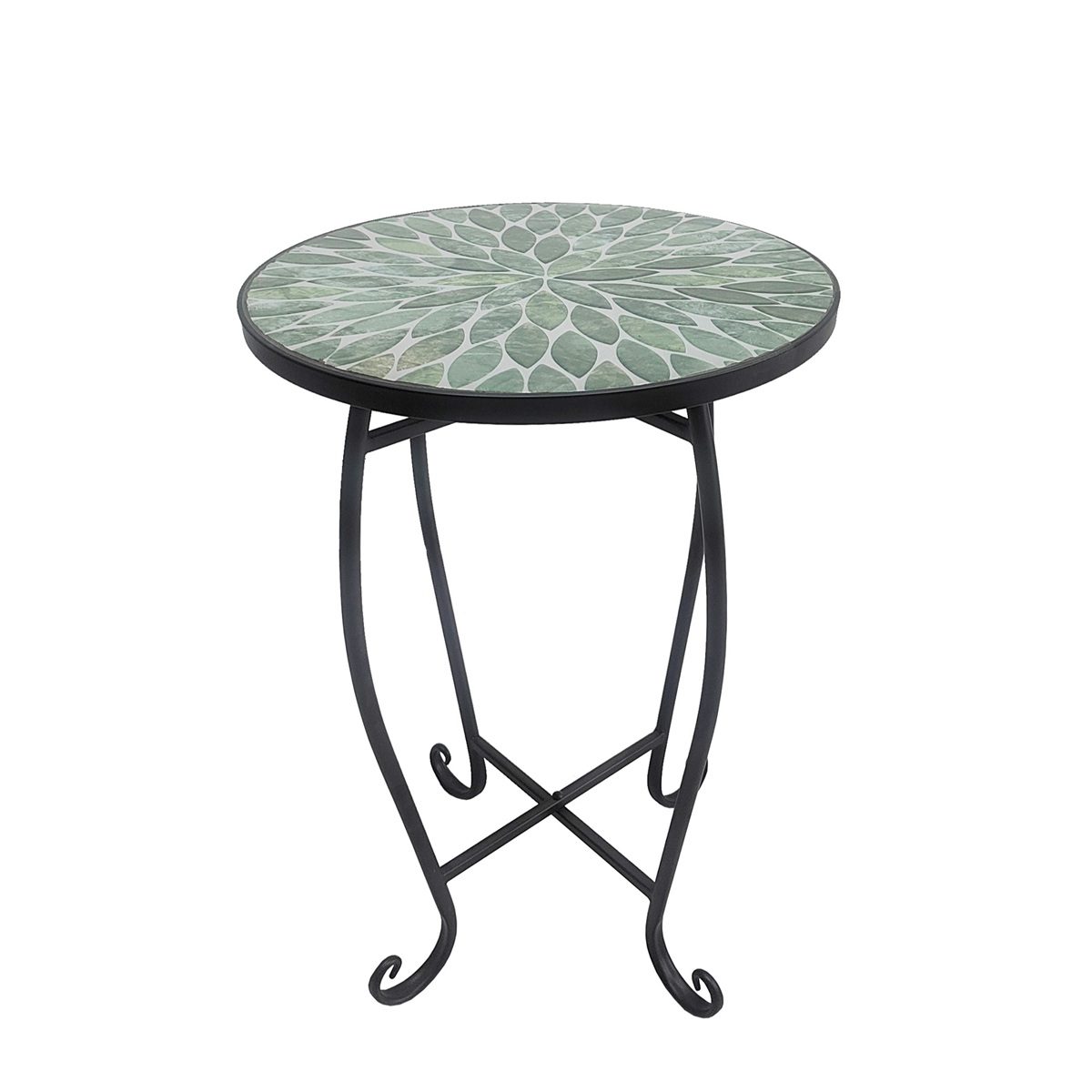 5029936998057 1 Mosaic Leaf Design Metal Garden Side Table.jpg